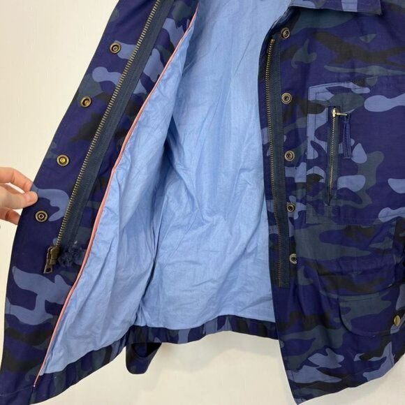 Brand New Gap Women’s XS Blue Printed Camo Utility Jacket Full Zip Pockets Hunt - Picture 8 of 12